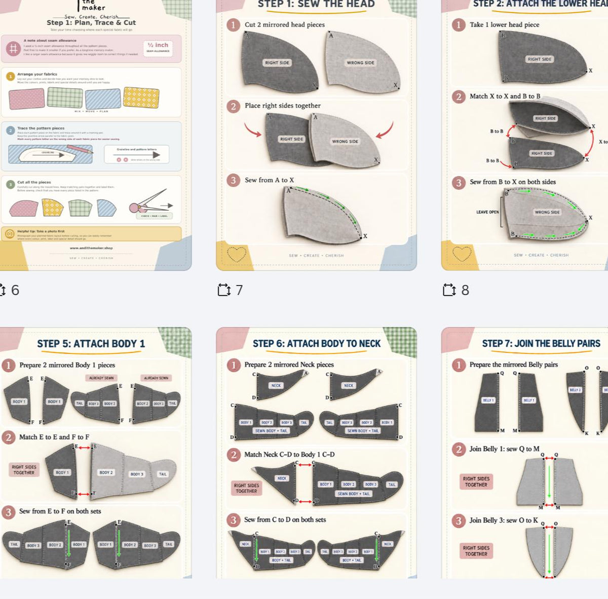 My Memory Dino Sewing Pattern + Instructions